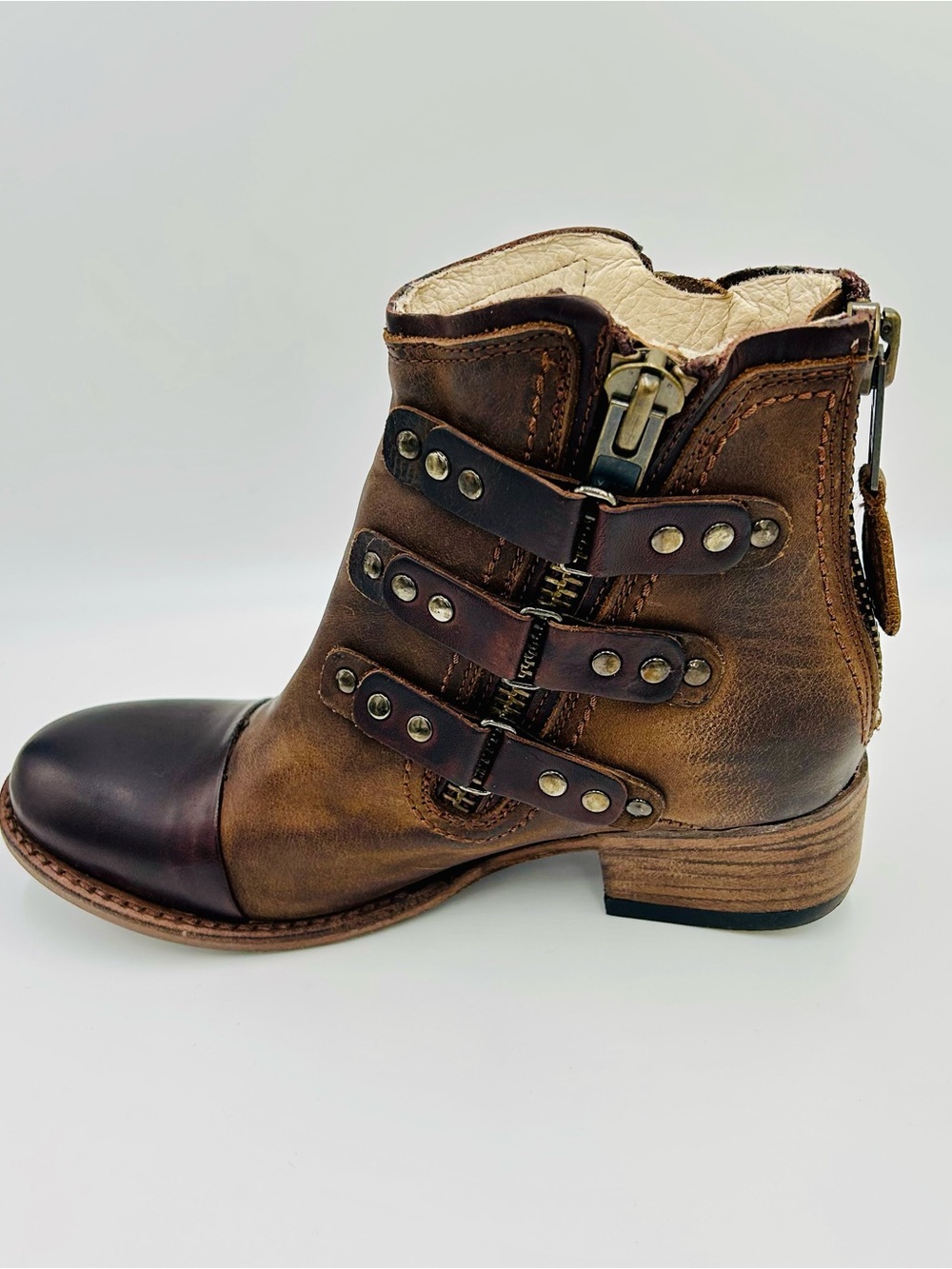 Freebird Grecko Leather Ankle Boots Women’s Size 7 Distressed Brown zippers - Picture 4 of 9
